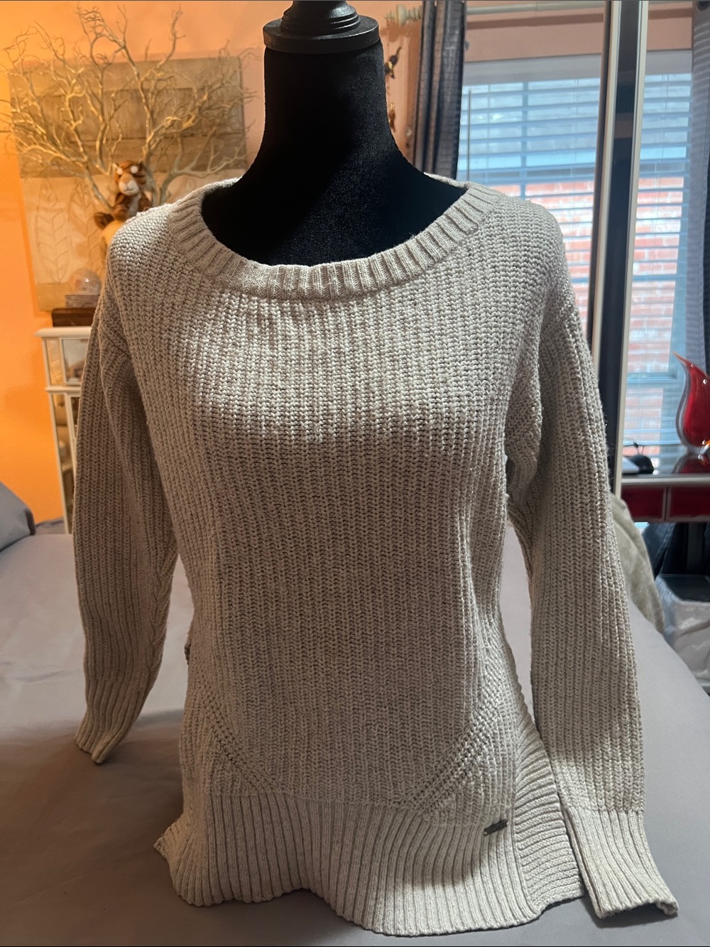 Toms Cream Ribbed Crewneck Sweater